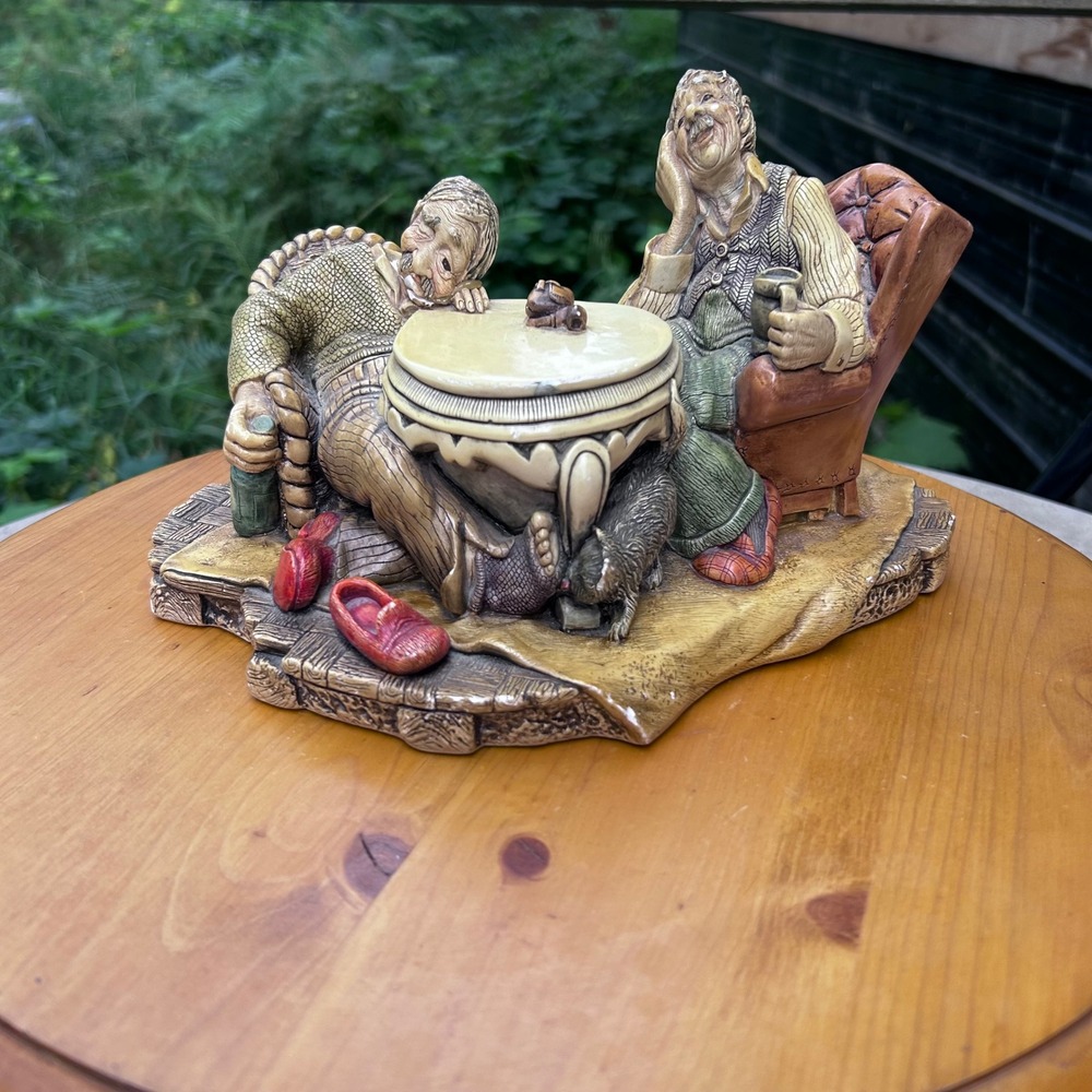 Vintage Old Pals Figurine Statue Multicolor Stoneware British Humour Naturecraft